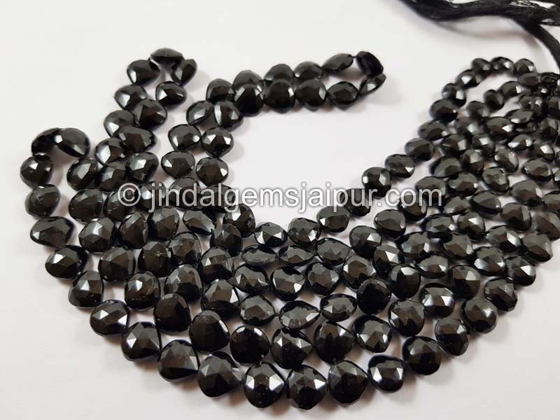 Black Tourmaline Faceted Heart Beads
